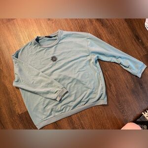 Blue Sweatshirt with Sun Embroidery